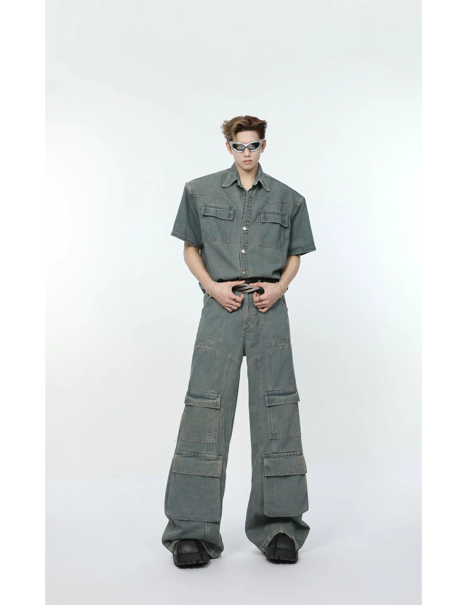 【24s Sep.】Multi-pocket Denim Shirt   High Street Jeans
