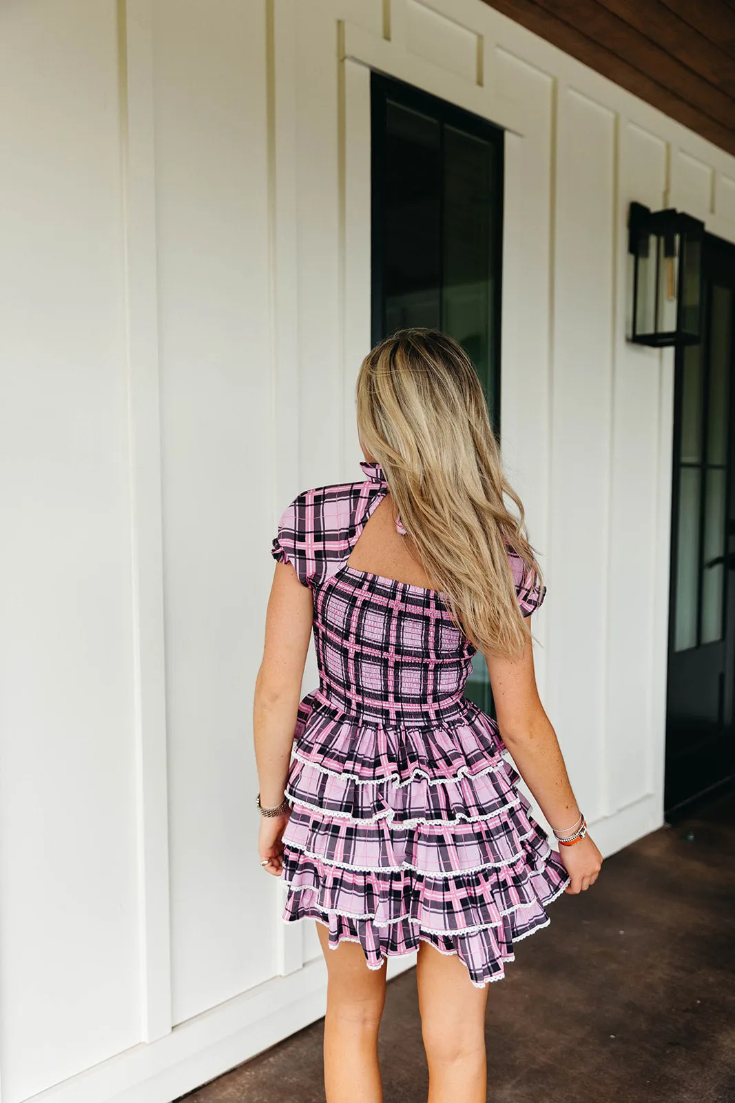 Darcy Mini Dress - Pink/Black Plaid
