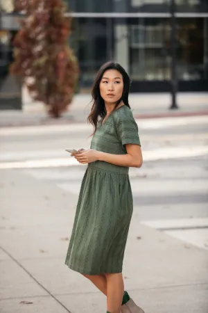 Eloise Handwoven Cotton Dress in Green Check - S, XL and XXL