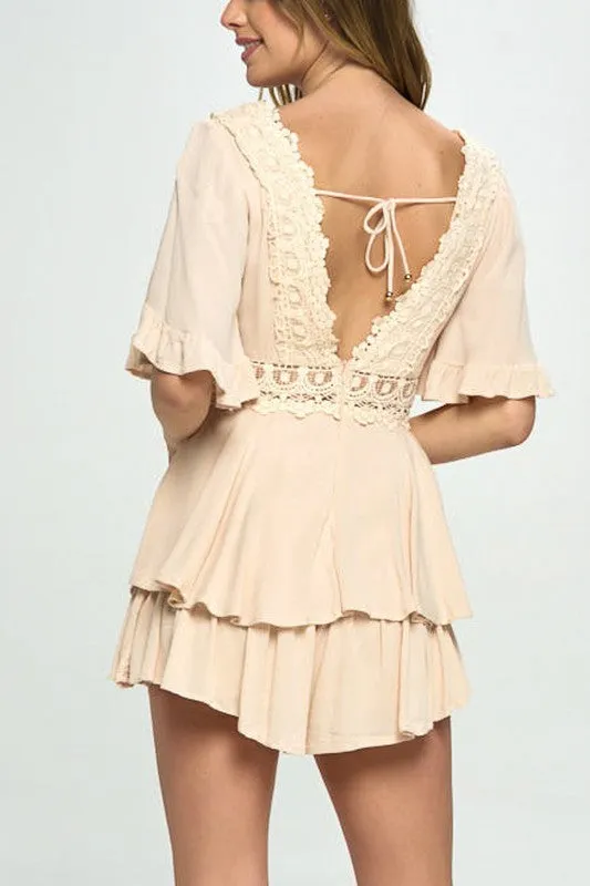 Flutter Sleeved Rompter with Crochet Trim