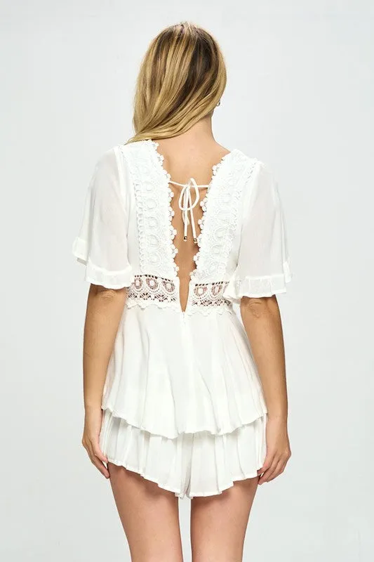Flutter Sleeved Rompter with Crochet Trim