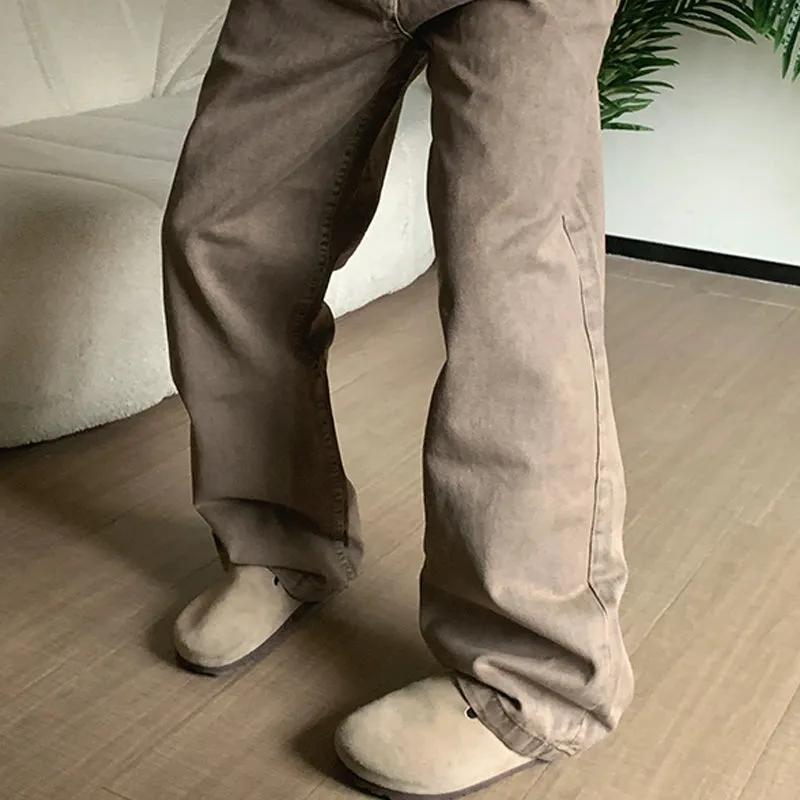 Holo Solid Straight Loose Jeans