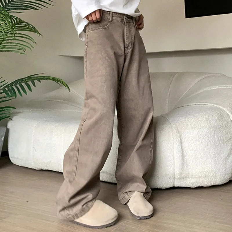 Holo Solid Straight Loose Jeans