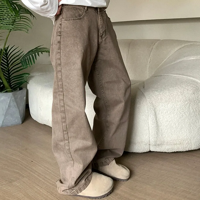 Holo Solid Straight Loose Jeans