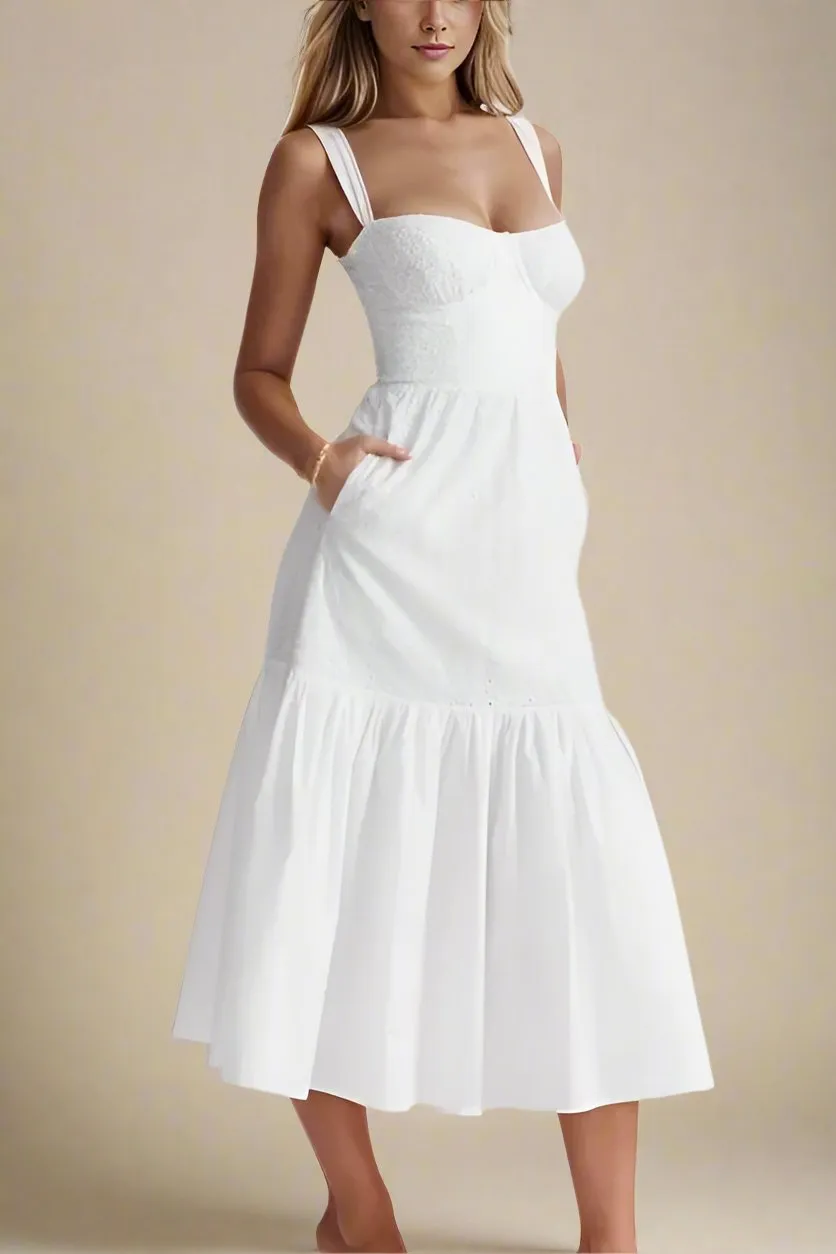 Imogen Bodycon Day Midi Dress - Pearl White