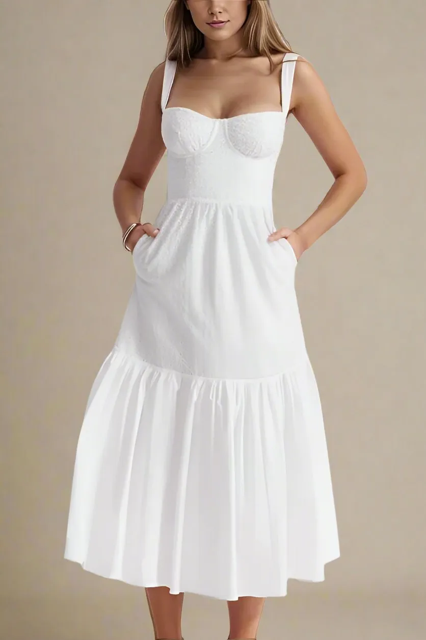 Imogen Bodycon Day Midi Dress - Pearl White