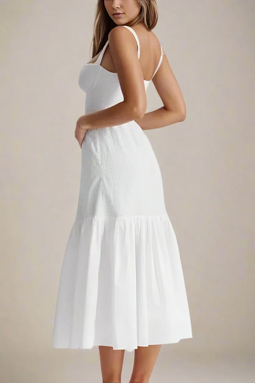Imogen Bodycon Day Midi Dress - Pearl White