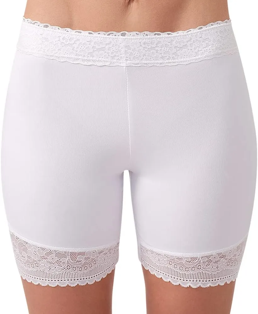 MANCYFIT Slip Shorts for Women Lace Trim Short Leggings Stretch Mid Thigh Undershorts