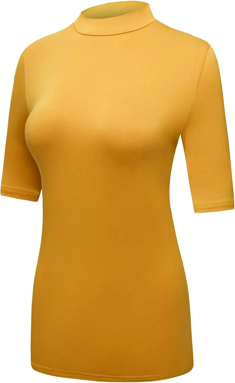OThread & Co. Women's Half Sleeve Mock Neck T-Shirt Basic Stretch Layer Comfy Casual Top