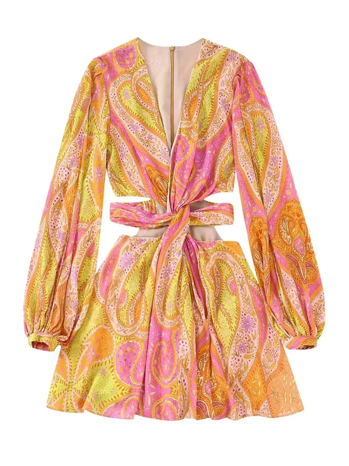 Paisley Skater Style Cut Out Dress
