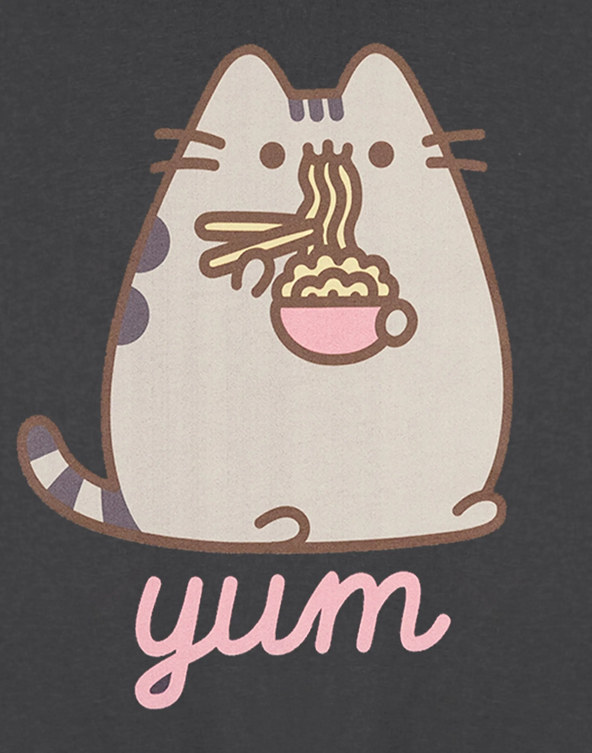Pusheen Yum Noodles Womens Grey Cropped Short Sleeved T-Shirt
