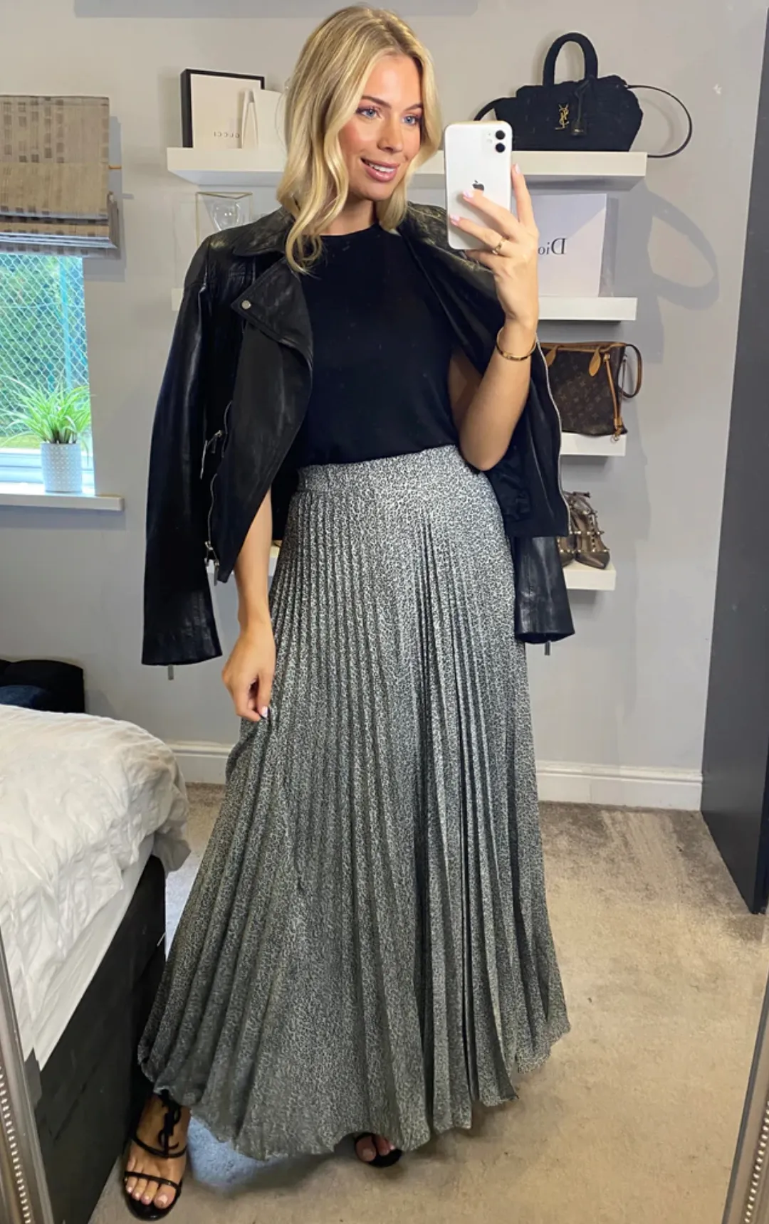 Sonia Pleated Maxi Skirt - Light Grey