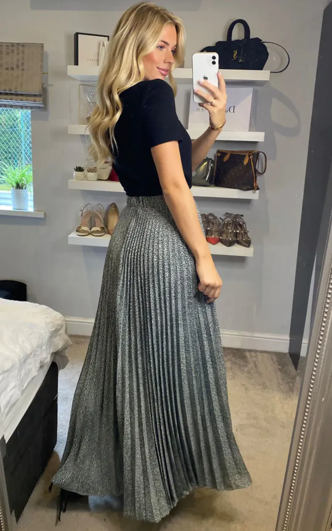 Sonia Pleated Maxi Skirt - Light Grey