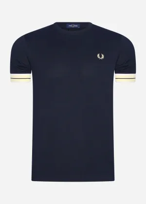 Tramline tipped pique t-shirt - navy