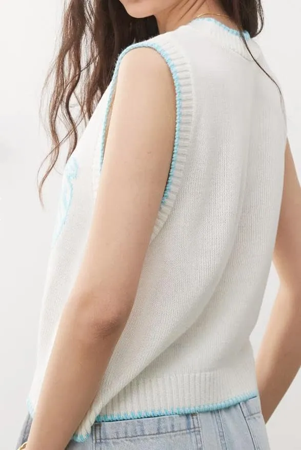 Women Graphic Sweater Vest Y2k Sleeveless Lobster Pullover Top Crew Neck Lightweight Fall Knit Tank Top
