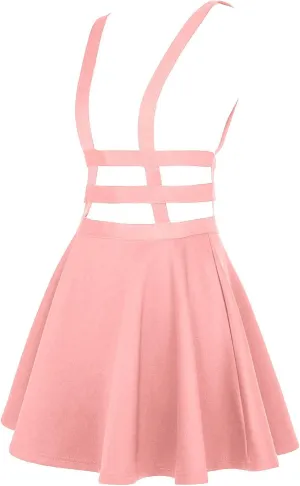 Women's Braces Skirt Pleated A-Line Suspender Mini Skirt