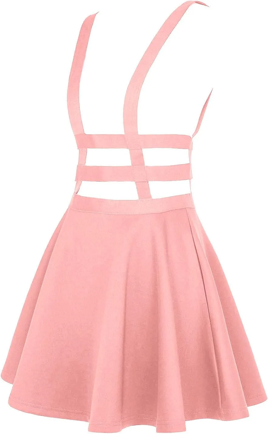 Women's Braces Skirt Pleated A-Line Suspender Mini Skirt