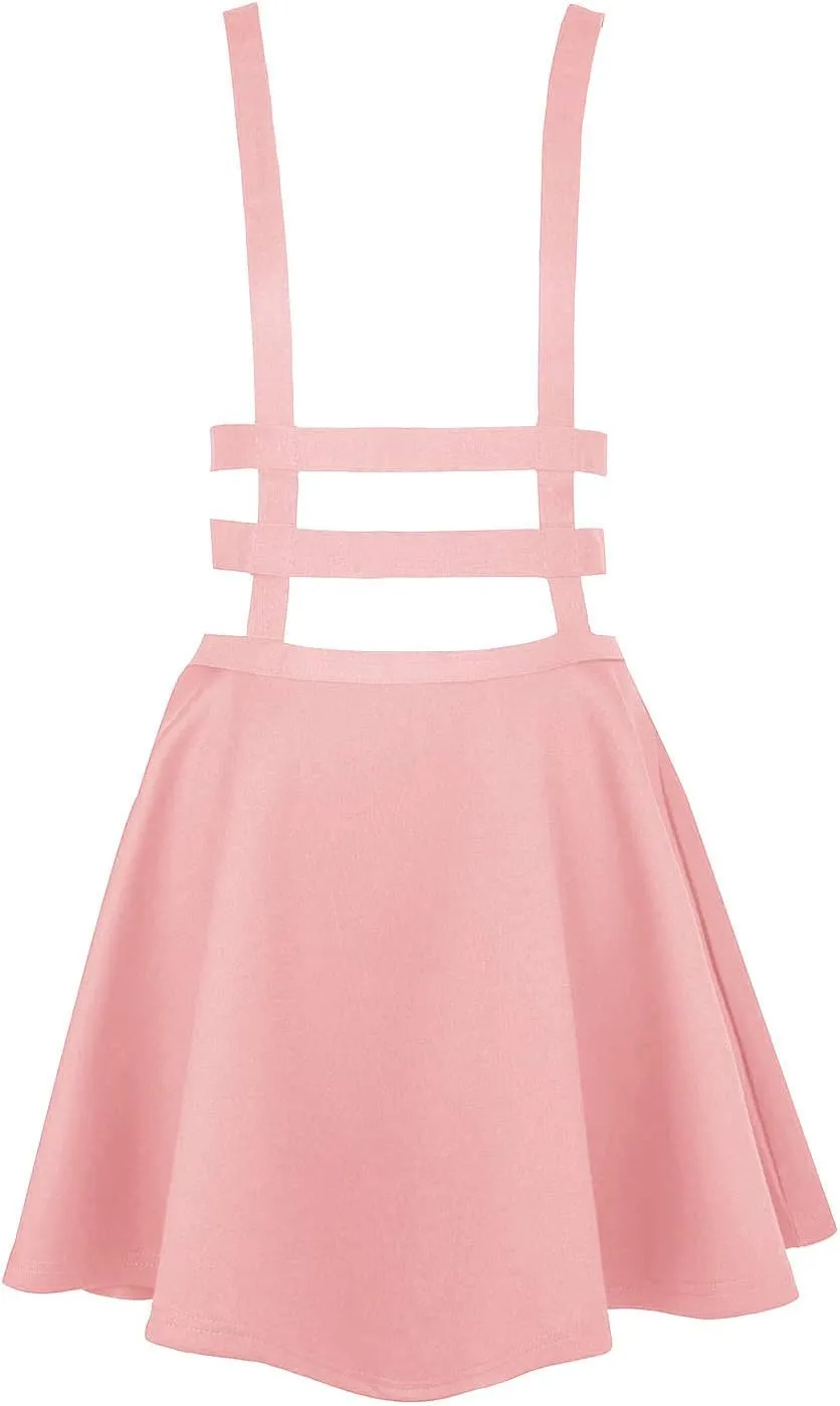 Women's Braces Skirt Pleated A-Line Suspender Mini Skirt