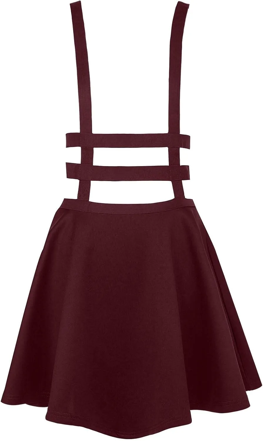 Women's Braces Skirt Pleated A-Line Suspender Mini Skirt