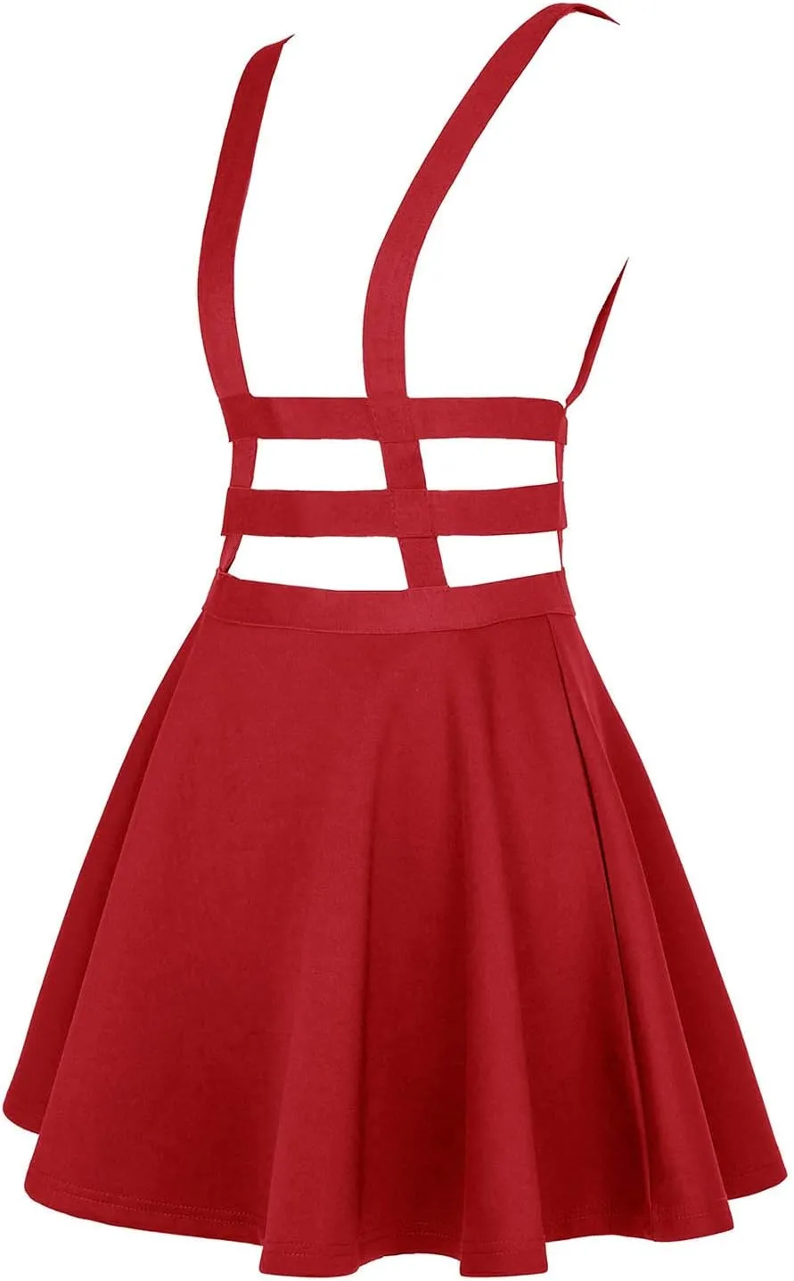 Women's Braces Skirt Pleated A-Line Suspender Mini Skirt