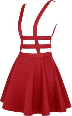 Women's Braces Skirt Pleated A-Line Suspender Mini Skirt