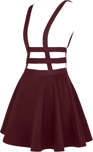 Women's Braces Skirt Pleated A-Line Suspender Mini Skirt