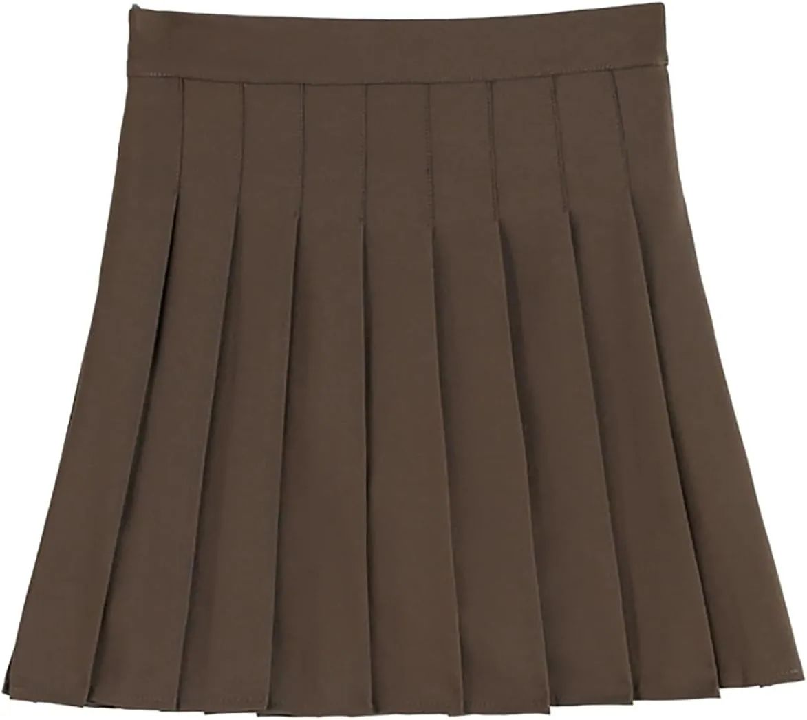 Womens Stretchy Pleated Skirt Comfort High Waist Cheerleader School Skirt Pencil Skirts